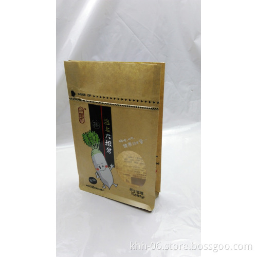 Food packing ziplock block bottom paper bags